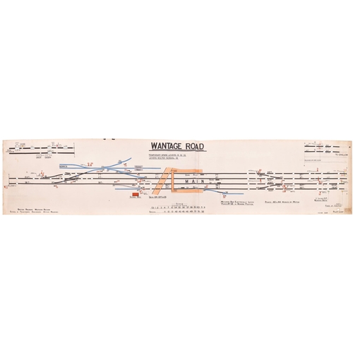 143 - A BR(W) signal box diagram, WANTAGE ROAD, 1948, showing the main line towards Challow and Steventon.... 