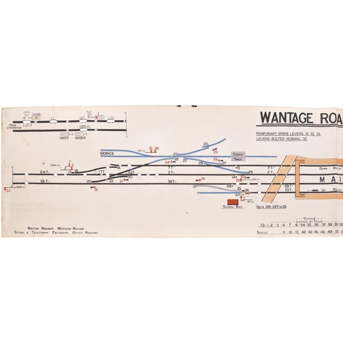 143 - A BR(W) signal box diagram, WANTAGE ROAD, 1948, showing the main line towards Challow and Steventon.... 