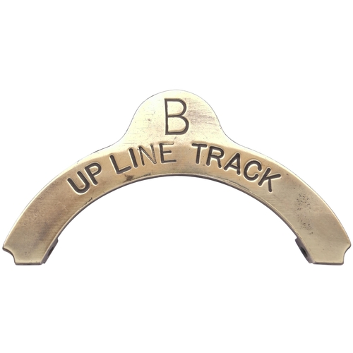 144 - An LB&SCR signal repeater description plate, B, UP LINE TRACK. Engraved brass, 4¾