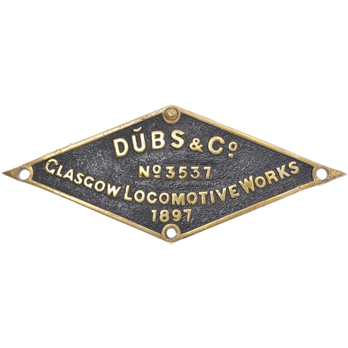 145 - A worksplate, DUBS & Co, 3537, 1897, from a London & South Western Railway, 700 Class 0-6-0 No 714 b... 