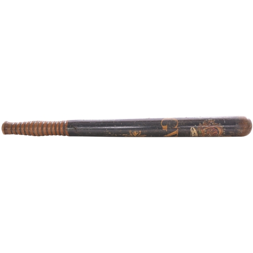 153 - A GWR police truncheon marked with the company initials and crown, length 17¼