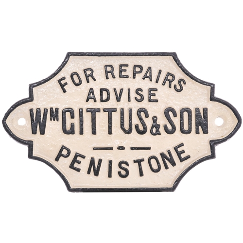 156 - A wagonplate, FOR REPAIRS ADVISE WM GITTUS & SON PENISTONE. Cast iron, 9