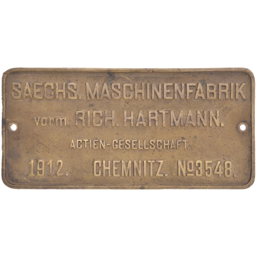 172 - A worksplate, HARTMANN (Saechsische Maschinenfabrik), 3548, 1912, from a 600mm gauge semi-articulate... 