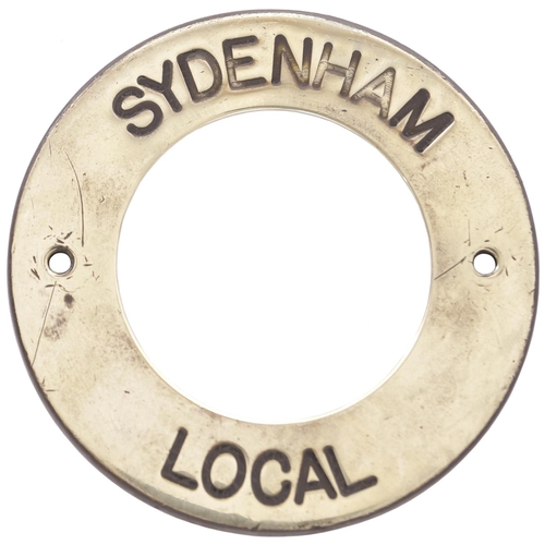 173 - A Southern Railway signal box plunger plate, SYDENHAM LOCAL. Engraved brass, 3