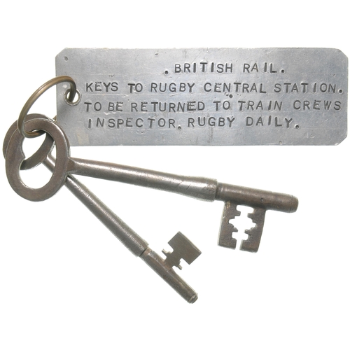 190 - A set of keys for Rugby Central station, old and at least one likely to date from the opening in 189... 