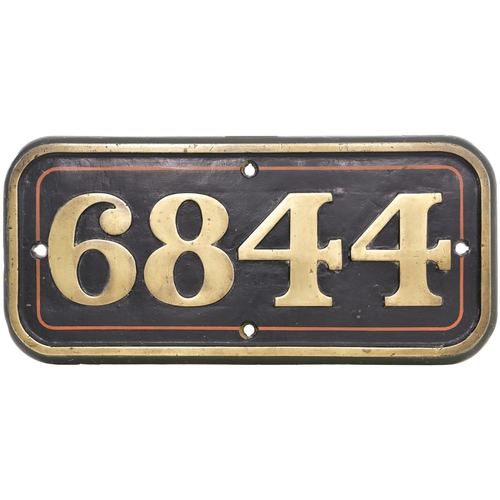 191 - A GWR cabside numberplate, 6844, from a 6800 Grange Class 4-6-0 built at Swindon in October 1937 and... 