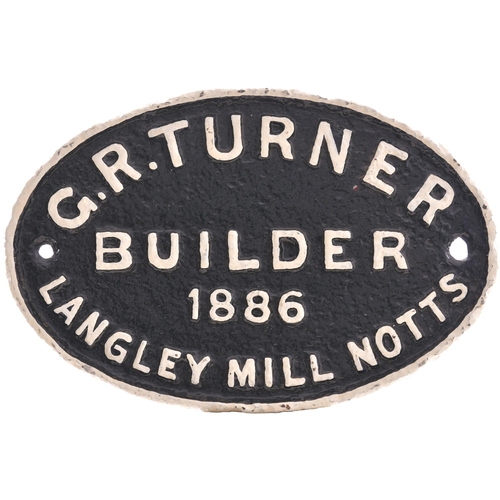 23 - A wagonplate, G.R. TURNER, LANGLEY MILL, NOTTS, BUILDER, 1886. Cast iron, 11
