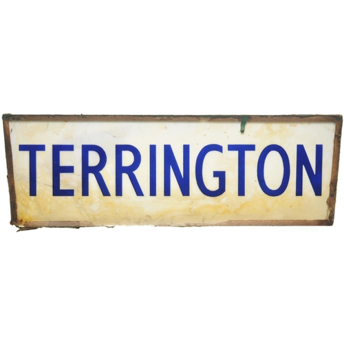 25 - A Midland and Great Northern Joint Railway platform lamp glass, TERRINGTON, from the Sutton Bridge t... 