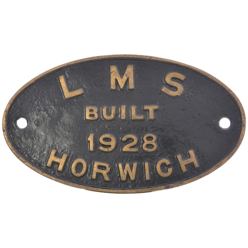 261 - A worksplate, LMS BUILT 1928 HORWICH. Locomotives built at Horwich in 1928 were LMS Class 4F 0-6-0 N... 