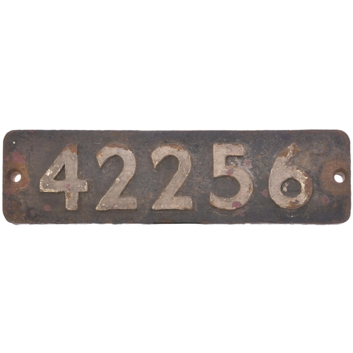 29 - A smokebox numberplate, 42256, from a LMS Class 4 2-6-4T built at Derby in 1946. It spent its early ... 