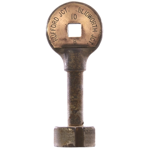 292 - A single line key token, RUFFORD JCT-BLIDWORTH JCT, (chromed steel, brass plate), from the colliery ... 