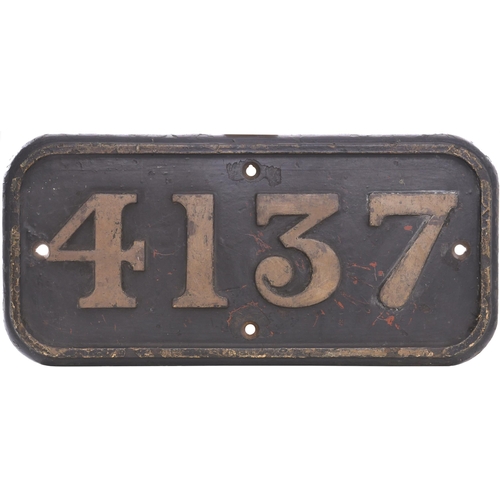 295 - A GWR cabside numberplate 4137 from a 5101 Class 2-6-2T built at Swindon in November 1939. It shared... 