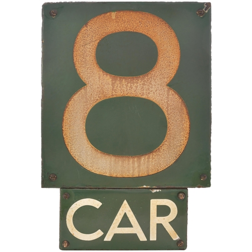 303 - A Southern Railway car stop sign, 8, with an additional plate, CAR, fitted below. Corner chips resto... 