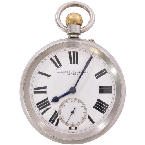 308 - A Great Northern Railway pocket watch, nickel case with a brass English lever movement with top wind... 