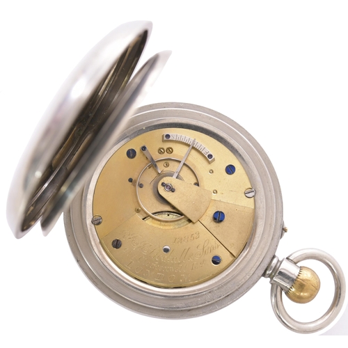 308 - A Great Northern Railway pocket watch, nickel case with a brass English lever movement with top wind... 