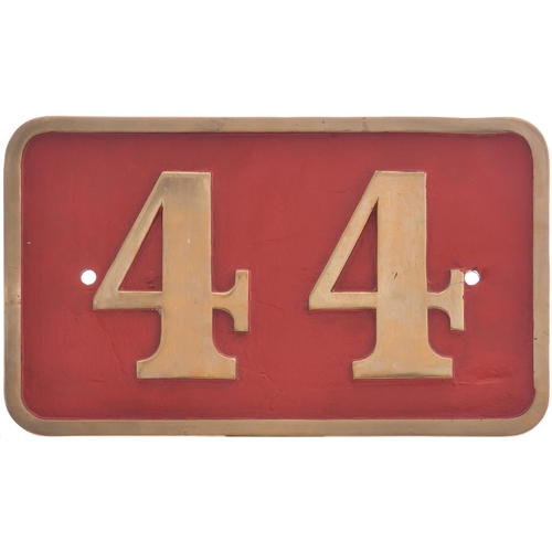 318 - A locomotive numberplate, 44, from a Manchester Ship Canal Railway standard gauge 0-6-0 short tank b... 