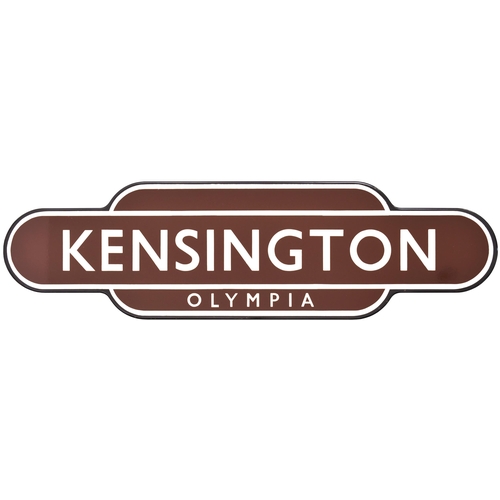 334 - A BR(W) totem sign, KENSINGTON OLYMPIA, (f/f), from the West London line between Old Oak Common and ... 