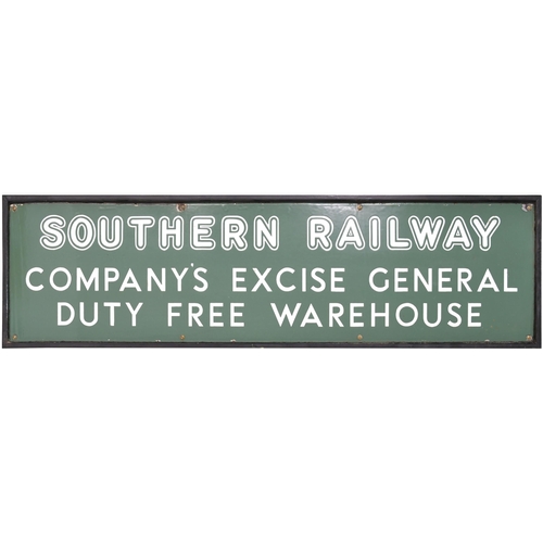 336 - An SR notice, SOUTHERN RAILWAY, COMPANY'S EXCISE GENERAL DUTY REE WAREHOUSE. Enamel, 48