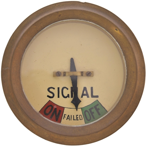 341 - A Midland Railway signal repeater showing ON/FAILED/OFF positions. Brass case, 5¼