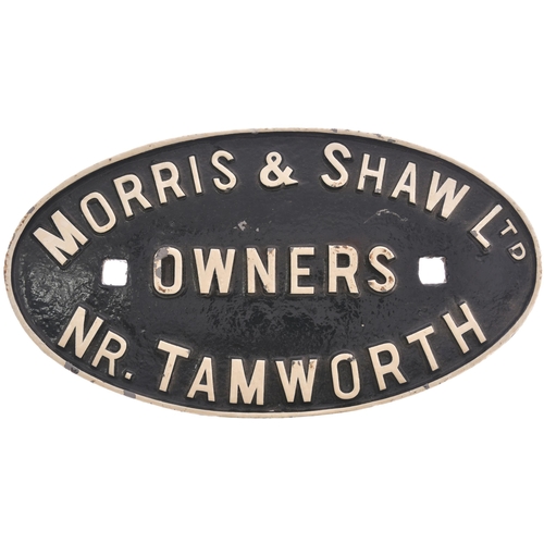 345 - A wagonplate, MORRIS & SHAW LTD, OWNERS, NR TAMWORTH. Cast iron, 11