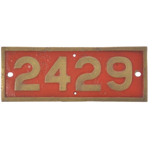 354 - An East African Railways cabside numberplate, 2429, from a Uganda Railways metre gauge GD Class 4-8-... 