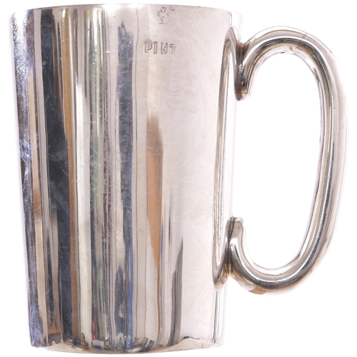 370 - A London, Chatham and Dover Railway pint tankard, the company name and coat of arms on the side, sil... 