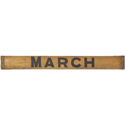 375 - A small LNER carriage board, MARCH-KINGS LYNN, wooden, length 32½