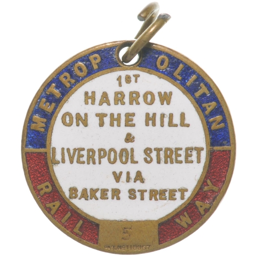 378 - A Metropolitan Railway season ticket holder, HARROW ON THE HILL & LIVERPOOL STREET, VIA BAKER STREET... 