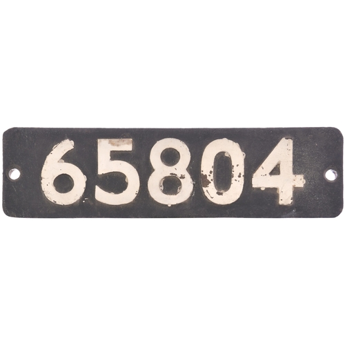 381 - A smokebox numberplate, 65804, from a North Eastern Railway Class P3, LNER J27 Class, 0-6-0 No 1007 ... 