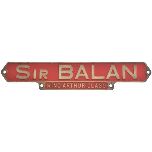 382 - A nameplate, SIR BALAN, with KING ARTHUR CLASS appendage below, from a Southern Railway N15 Class 4-... 