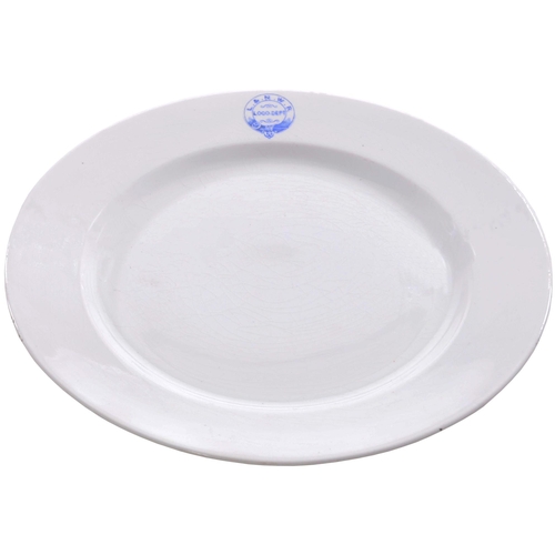 392 - An LNWR, LOCO DEPT, dinner plate, the name in belted garter, by S Bridgwood & Son, diameter 10¼