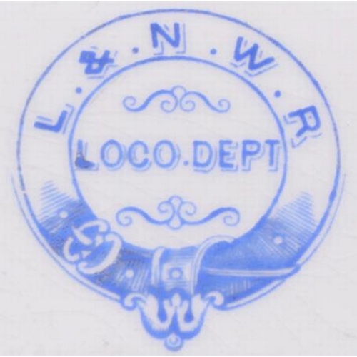 392 - An LNWR, LOCO DEPT, dinner plate, the name in belted garter, by S Bridgwood & Son, diameter 10¼