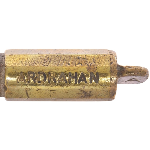 417 - A Railway Signal Company miniature train staff, ARDRAHAN-GORT, (brass/steel), from the Midland Great... 