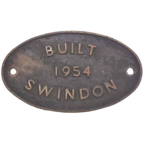 425 - A worksplate, BUILT 1954 SWINDON. Steam locomotives built at Swindon in 1954 were BR Standard Class ... 