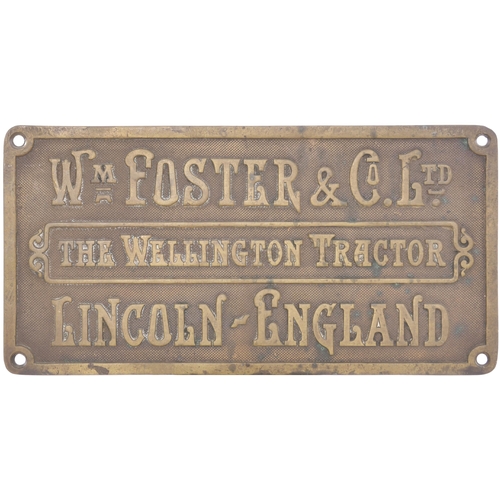 441 - A builders plate, WM FOSTER & Co Ltd, THE WELLINGTON TRACTOR, LINCOLN, ENGLAND, which could be from ... 