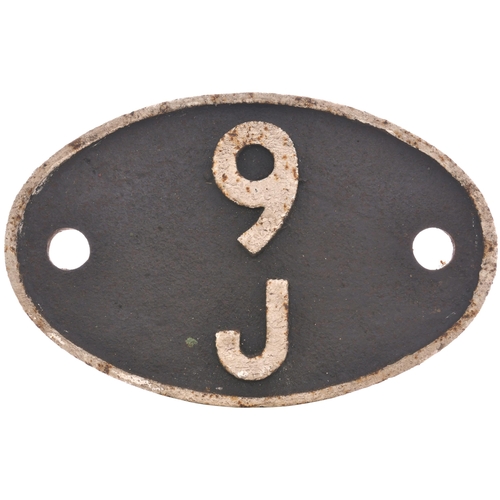 447 - A shedplate, 9J, Agygecroft (September 1963-October 1966). Ex loco condition. (Postage Band: B)