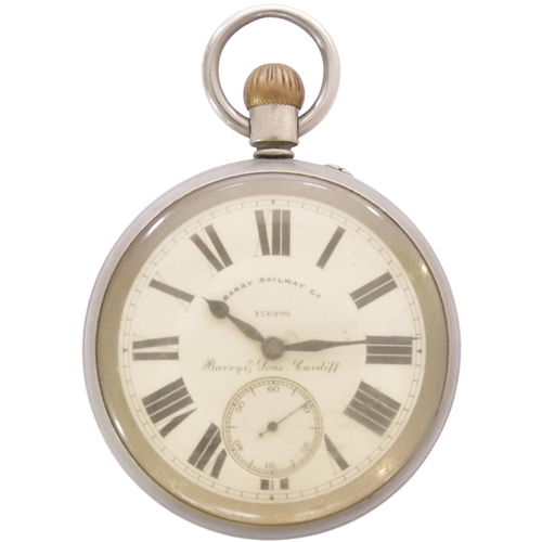 47 - A Barry Railway pocket watch. The brass English lever movement is marked ROTHERHAMS, LONDON, 178397,... 