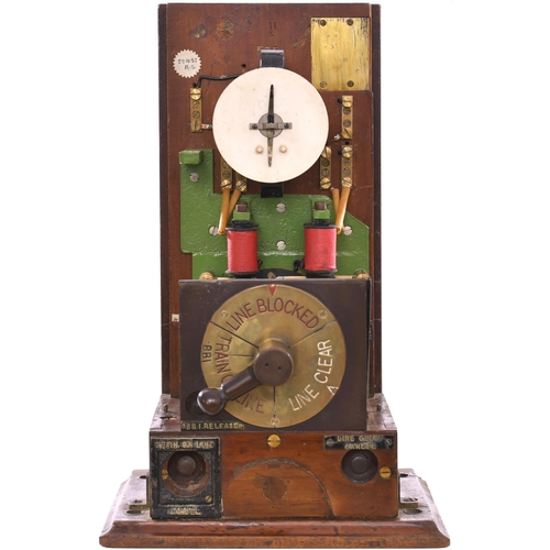 8 - A Midland Railway rotary block instrument, with enamel face plate, cancel buttons and brass backplat... 