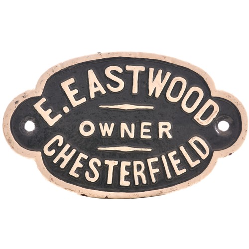 300 - A wagonplate, E EASTWOOD, OWNER, CHESTERFIELD, cast iron, 8