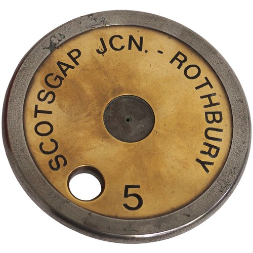 279 - A North British Railway Tyers No 1 tablet instrument, original brass plate, ROTHBURY, used in Scotsg... 