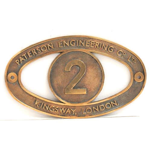 104 - Paterson Engineering Co Ltd Kingsway London cast brass plate 