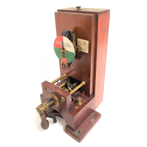 105 - Great Northern Railway signal box pegging block instrument with additional contact box on rear for 