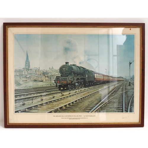 24 - Framed & glazed items - original oil painting on board (W Jones) loco on shed 18 1/2