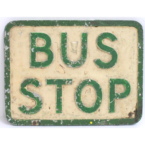 38 - BUS STOP double sided cast alloy sign 12 1/4