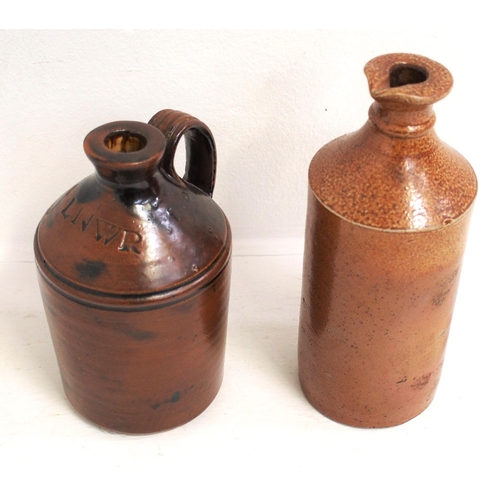 497 - London & North Western Railway and Great Western Railway stoneware small ink bottles, both undamaged... 