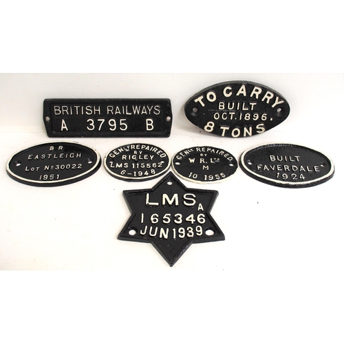 514 - Selection of c/i wagonplates - LMS star 1939, Built Faverdale 1924, BR Eastleigh 1951, Gen Repair 19... 