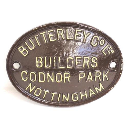 63 - Butterley Co Ltd Nottingham c/i convex wagonplate repainted. (Postage Band: N/A)