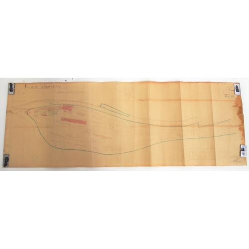 74 - Exmouth & Salterton Railway rolled gradient/longitudinal  survey, very old & good condition approx 1... 