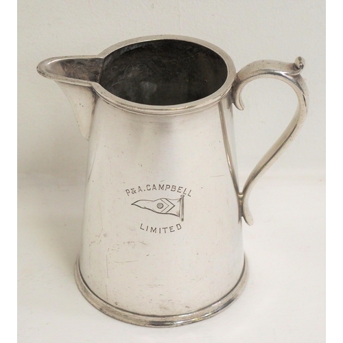 83 - P&A Campbell Ltd silverplated milk jug  by Walker & Hall date stamped for 1913 excellent condition, ... 