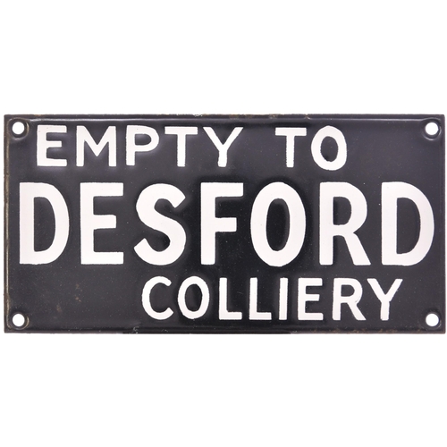 102 - A wagonplate, EMPTY TO DESFORD COLLIERY, enamel, 8